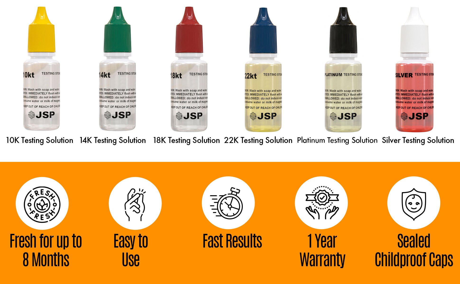 Jewelry Testing Solution Box & Bottles of Testing Acid With Test