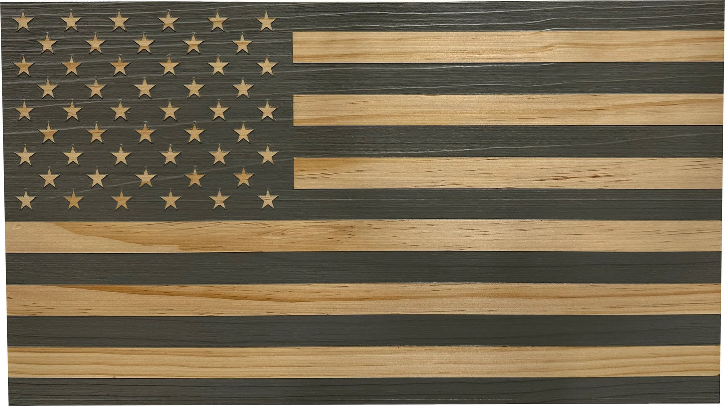 American Flag Decorative & Secure Wall-Mounted Gun Cabinet (Gray) Bellewood Designs