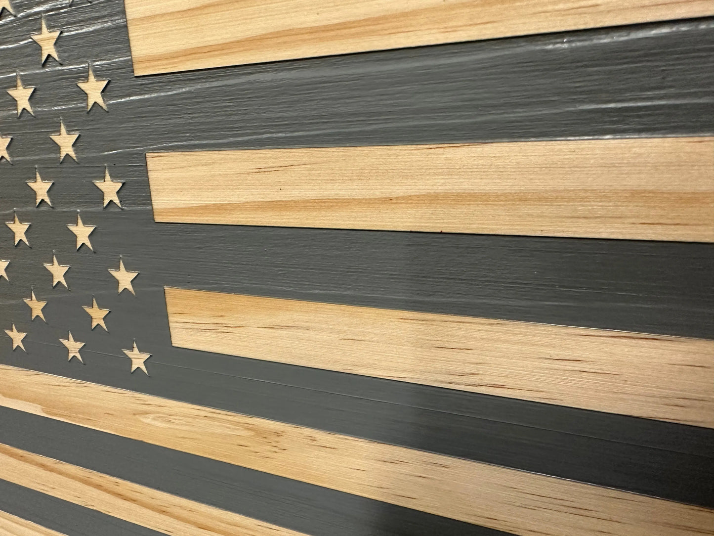 American Flag Decorative & Secure Wall-Mounted Gun Cabinet (Gray) Bellewood Designs