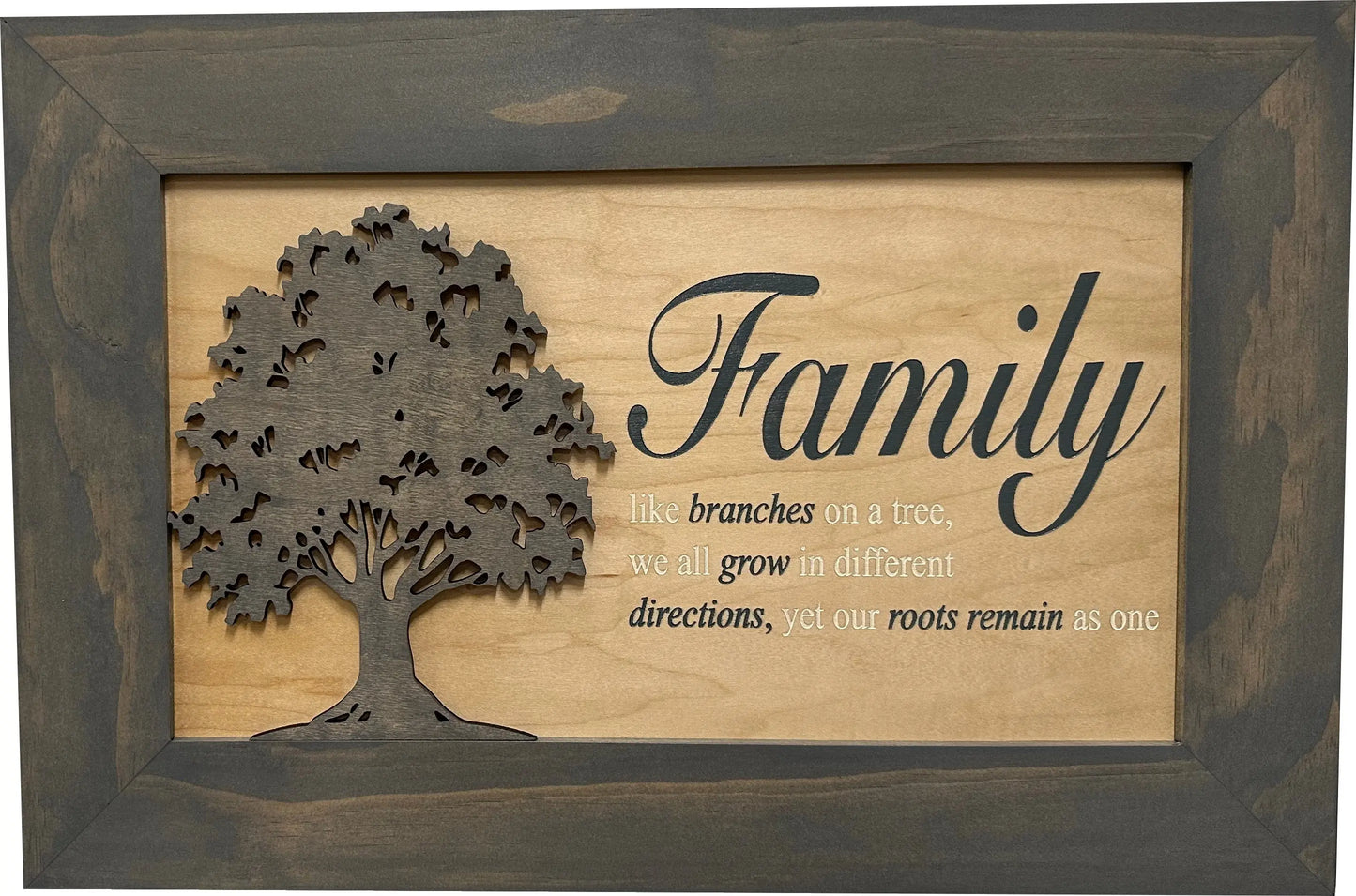 Decorative Secured Gun Storage Cabinet with Family Branches (Gray) Bellewood Designs