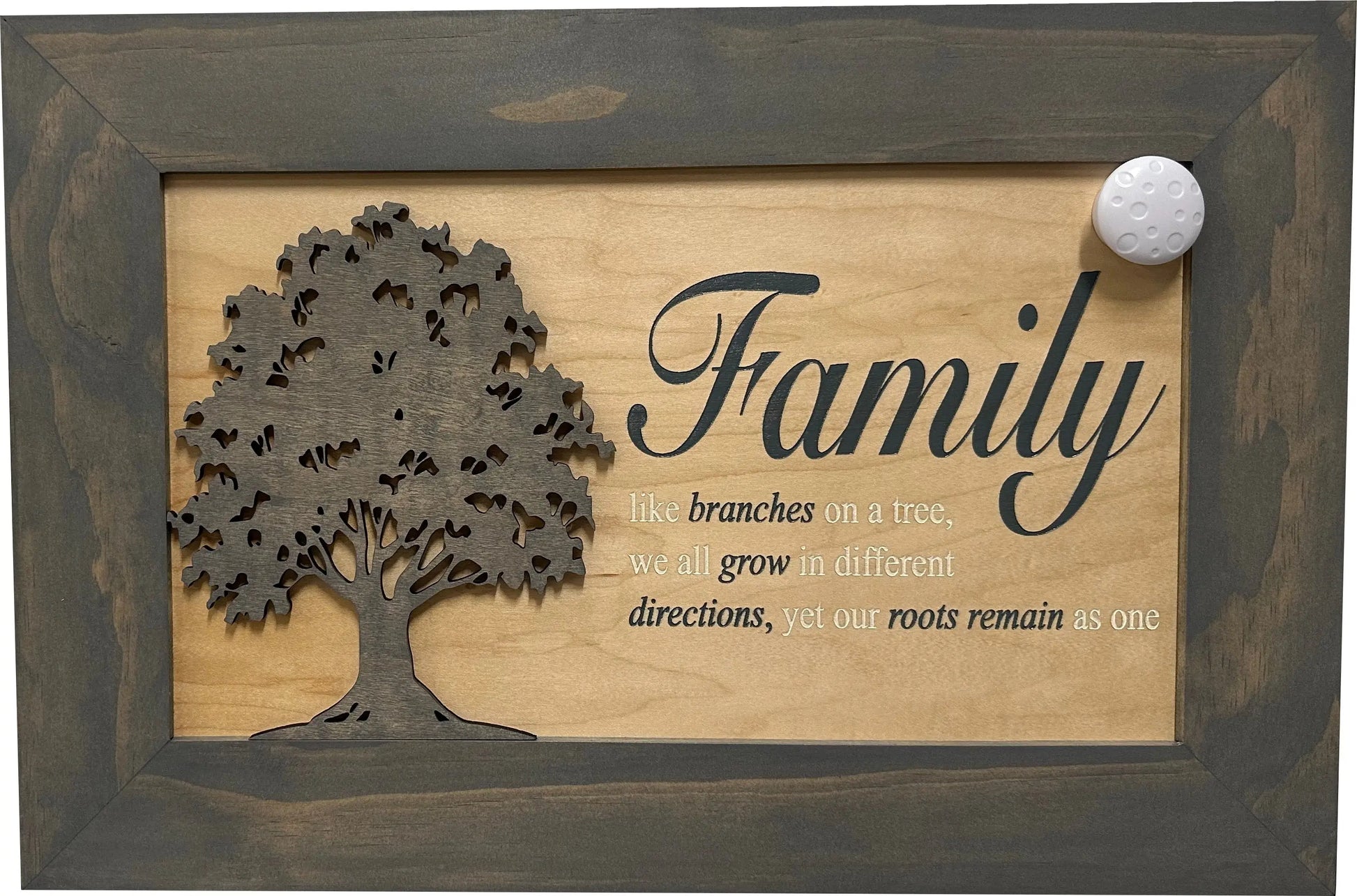 Decorative Secured Gun Storage Cabinet with Family Branches (Gray) Bellewood Designs