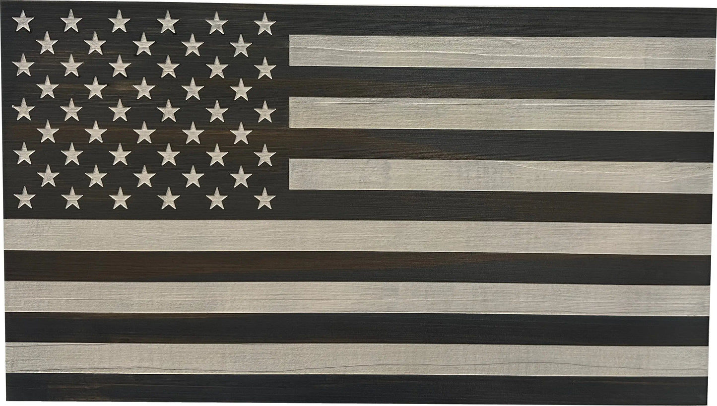 American Flag Decorative & Secure Wall-Mounted Gun Cabinet (Gray & White) Bellewood Designs