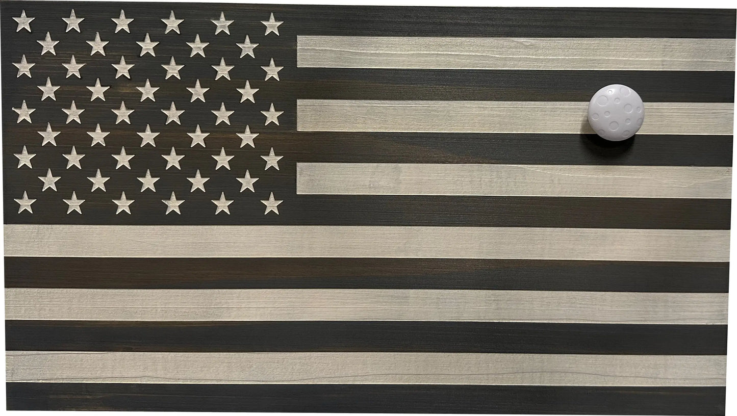 American Flag Decorative & Secure Wall-Mounted Gun Cabinet (Gray & White) Bellewood Designs