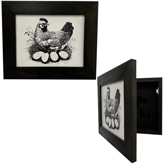 Hidden Gun Safe Recessed In Wall Farmhouse Chicken And Eggs Decoration - Recess In The Wall or Mount On The Wall Gun Safe by Bellewood Designs Bellewood Designs