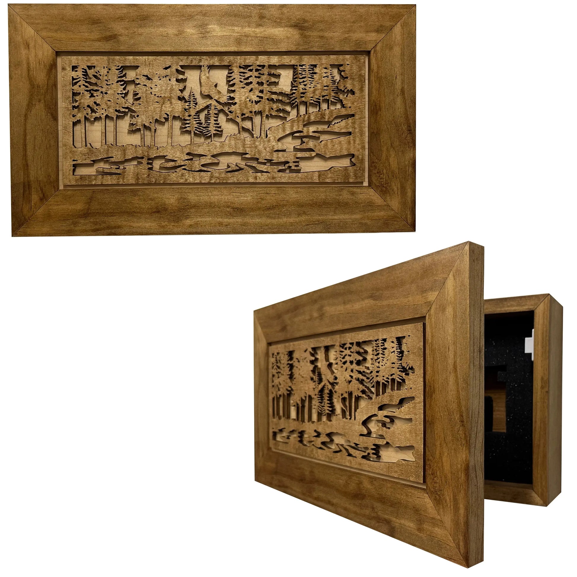Home Self Defense Secure Storage Cabinet Outdoor Nature Scene with Stream and Eagle - GOLD TESTING EQUIPMENT