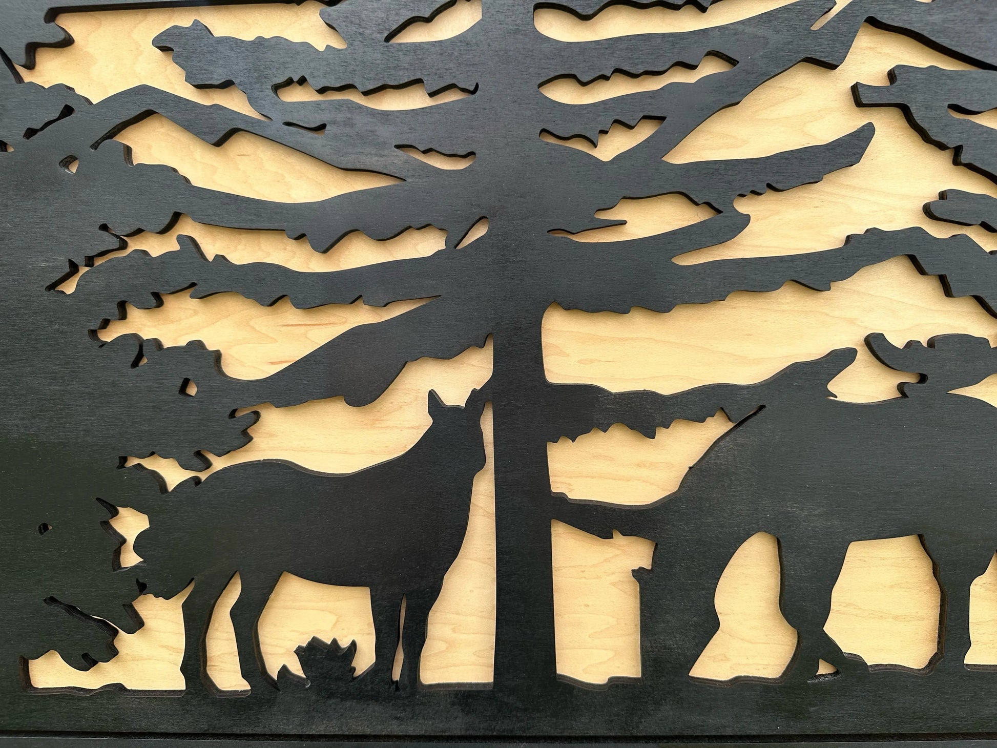 Horses Grazing Gun Concealment Decor - Handcrafted Wooden Gun Cabinets - Gun Shelf Hidden Storage for Rifles, Shotguns, & Handguns - Quick Access Hidden Wall Safe (Extra Large) Bellewood Designs