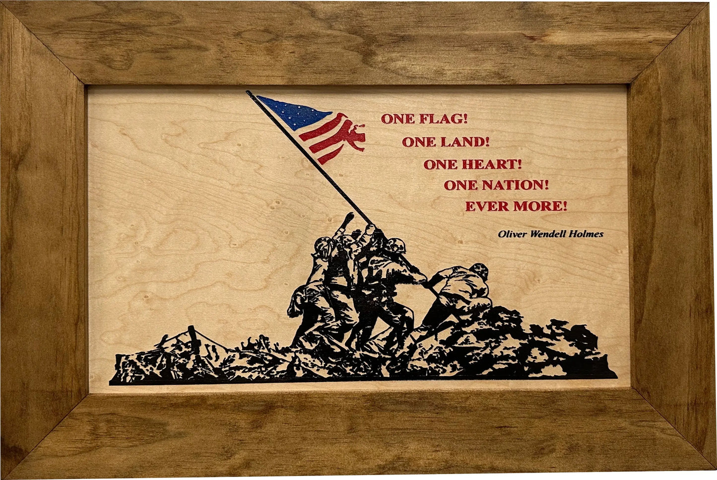 Iwo Jima Flag Raising Decorative Wall-Mounted Secure Gun Cabinet Bellewood Designs