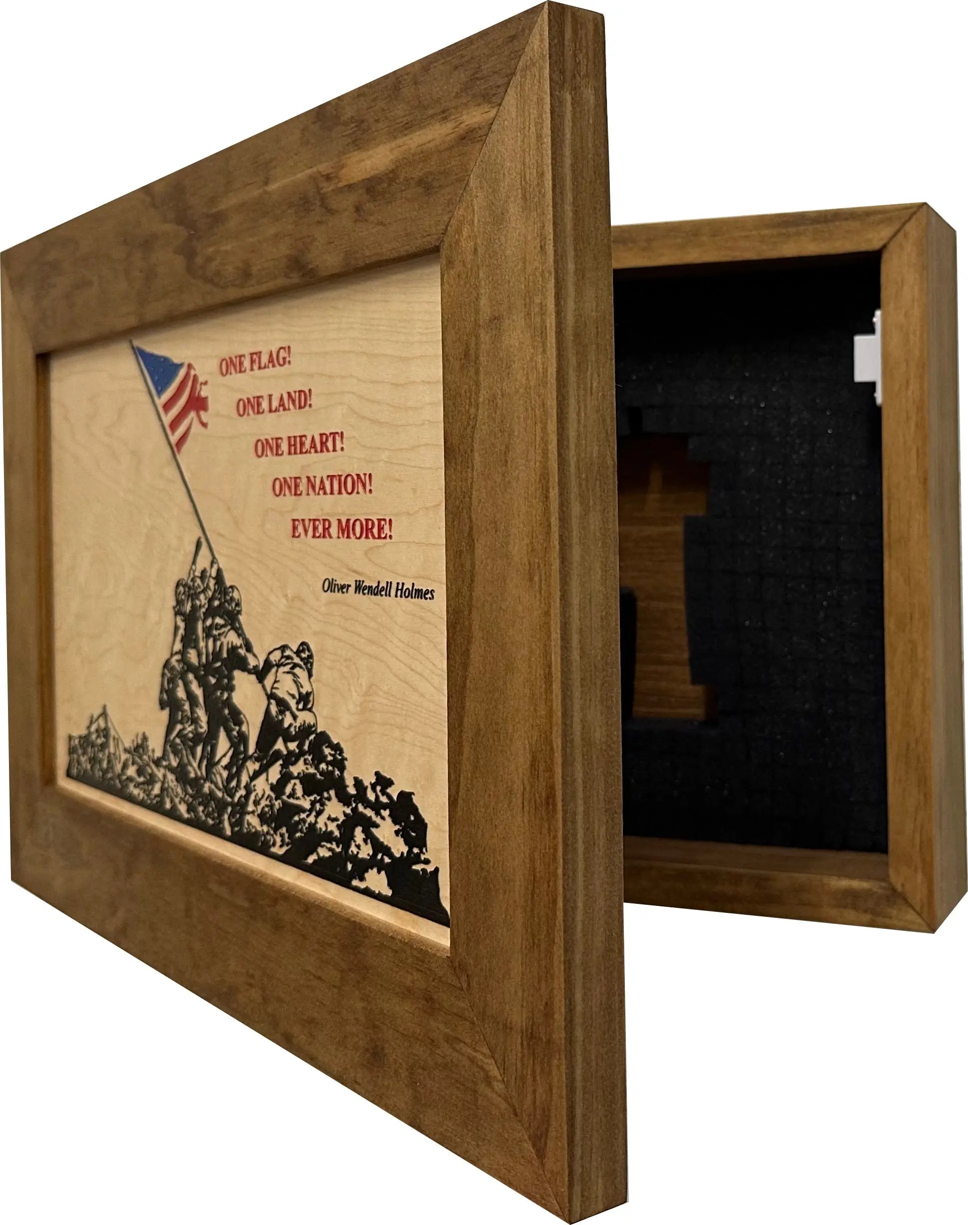 Iwo Jima Flag Raising Decorative Wall-Mounted Secure Gun Cabinet Bellewood Designs