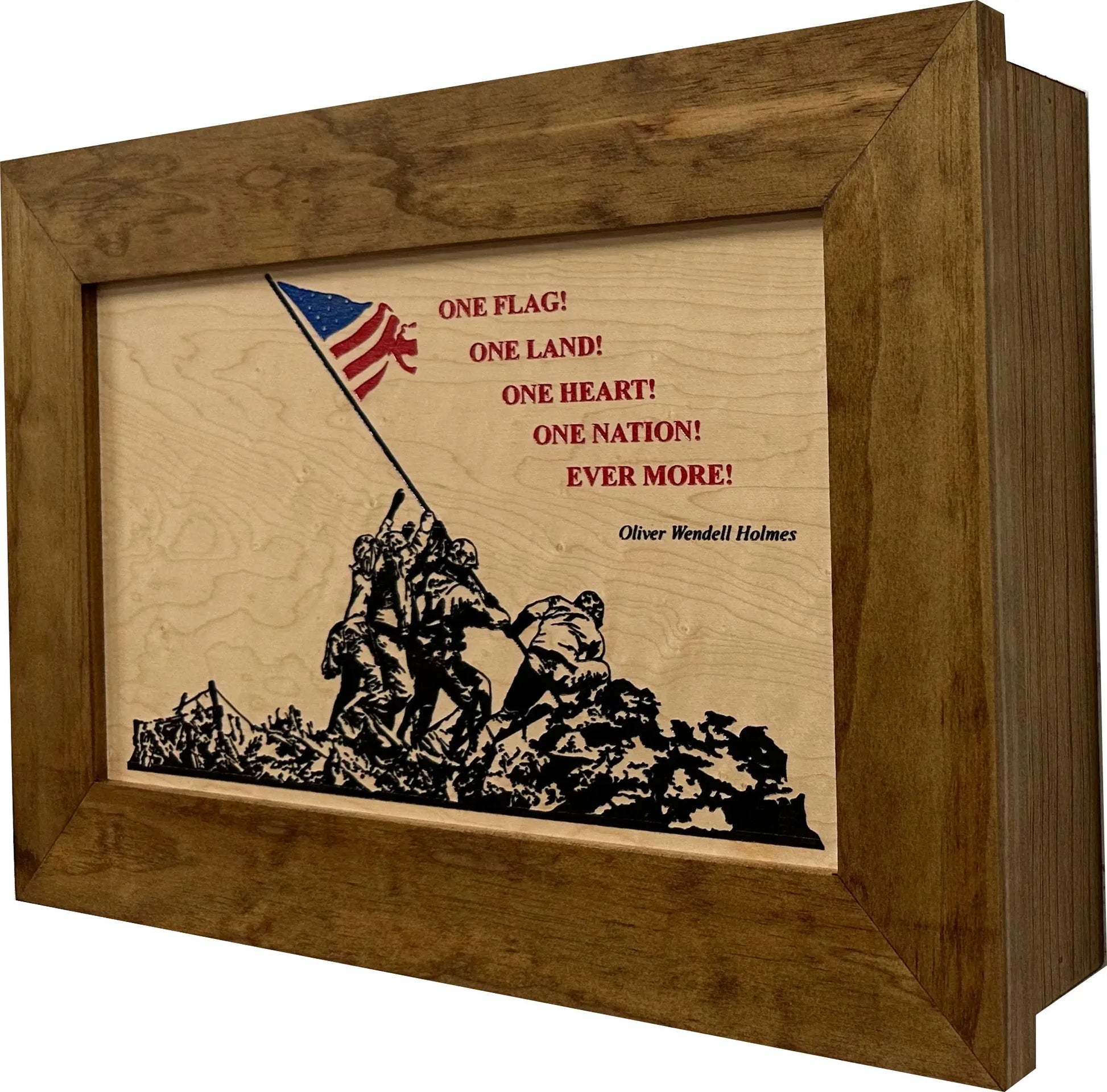 Iwo Jima Flag Raising Decorative Wall-Mounted Secure Gun Cabinet Bellewood Designs