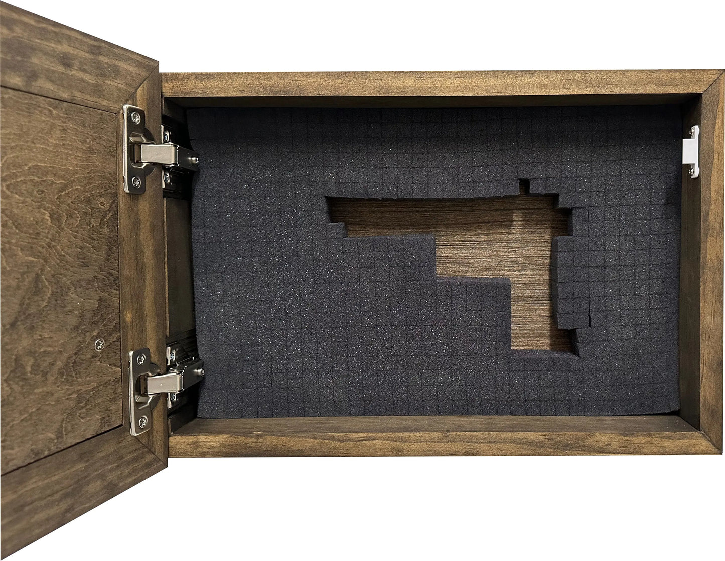 American Flag & Patriotism Decorative & Secure Wall-Mounted Gun Cabinet (Jacobean) Bellewood Designs