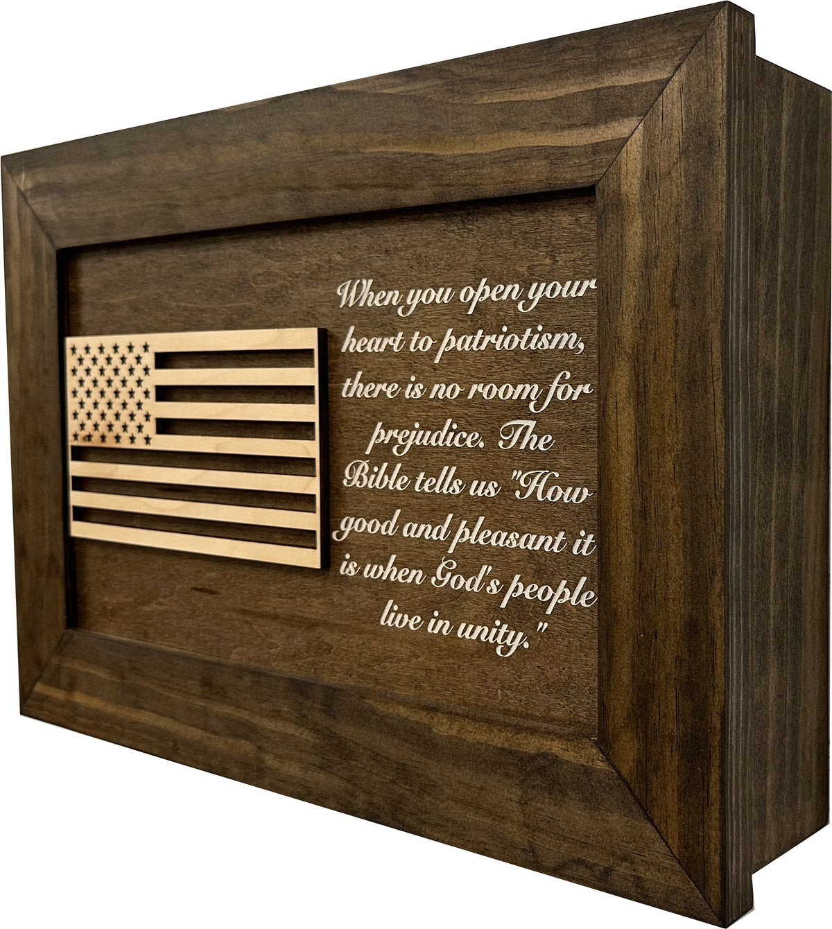 American Flag Patriot Hidden Gun Storage Secure Handgun Safe Concealment Furniture (Jacobean)