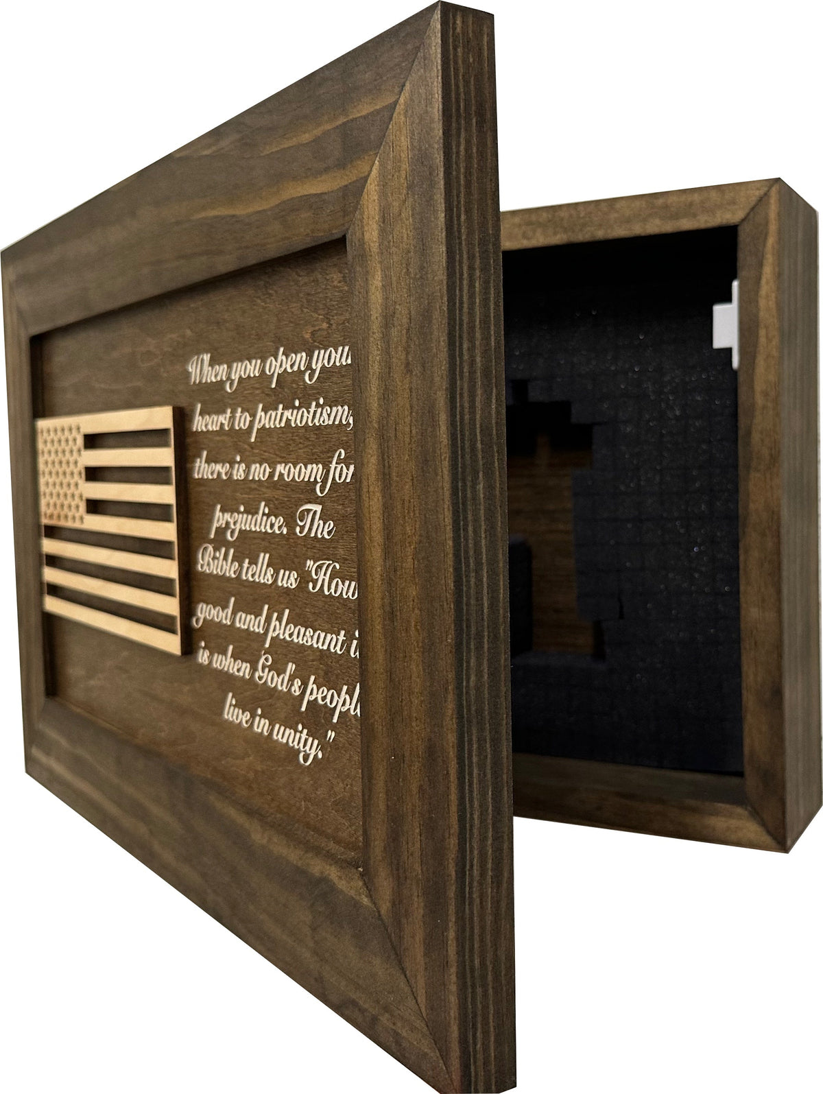 American Flag Patriot Hidden Gun Storage Secure Handgun Safe Concealment Furniture (Jacobean)