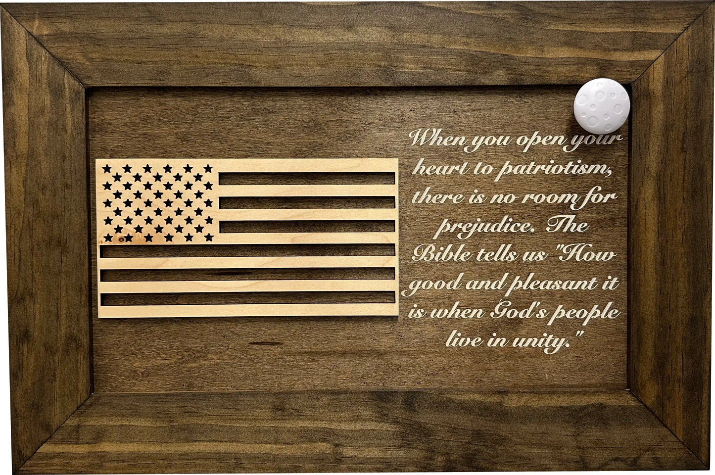 American Flag & Patriotism Decorative & Secure Wall-Mounted Gun Cabinet (Jacobean) Bellewood Designs