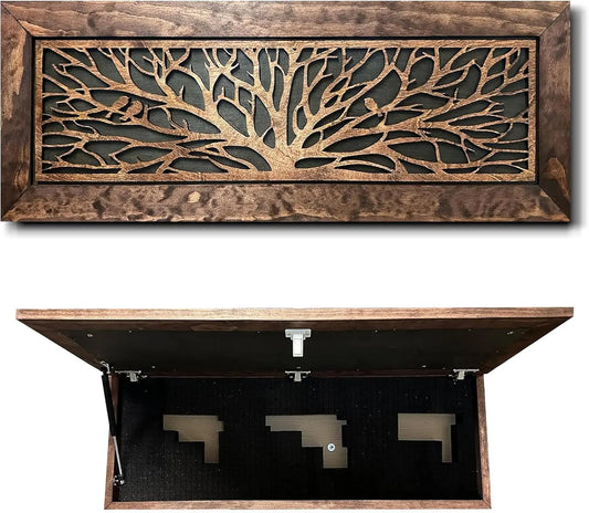 Large Birds in a Tree Gun Concealment Furniture, Concealed Shelf, Hidden Storage for Rifles, Shotguns, & Handguns Bellewood Designs