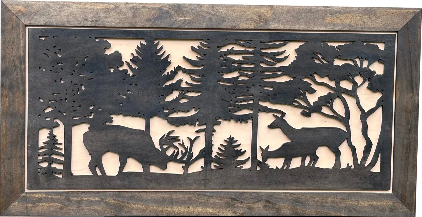 Deer Scene Gun Concealment Decor - Handcrafted Wooden Gun Cabinets - Gun Shelf Hidden Storage for Rifles, Shotguns, & Handguns - Quick Access Hidden Wall Safe (Extra Large) Bellewood Designs
