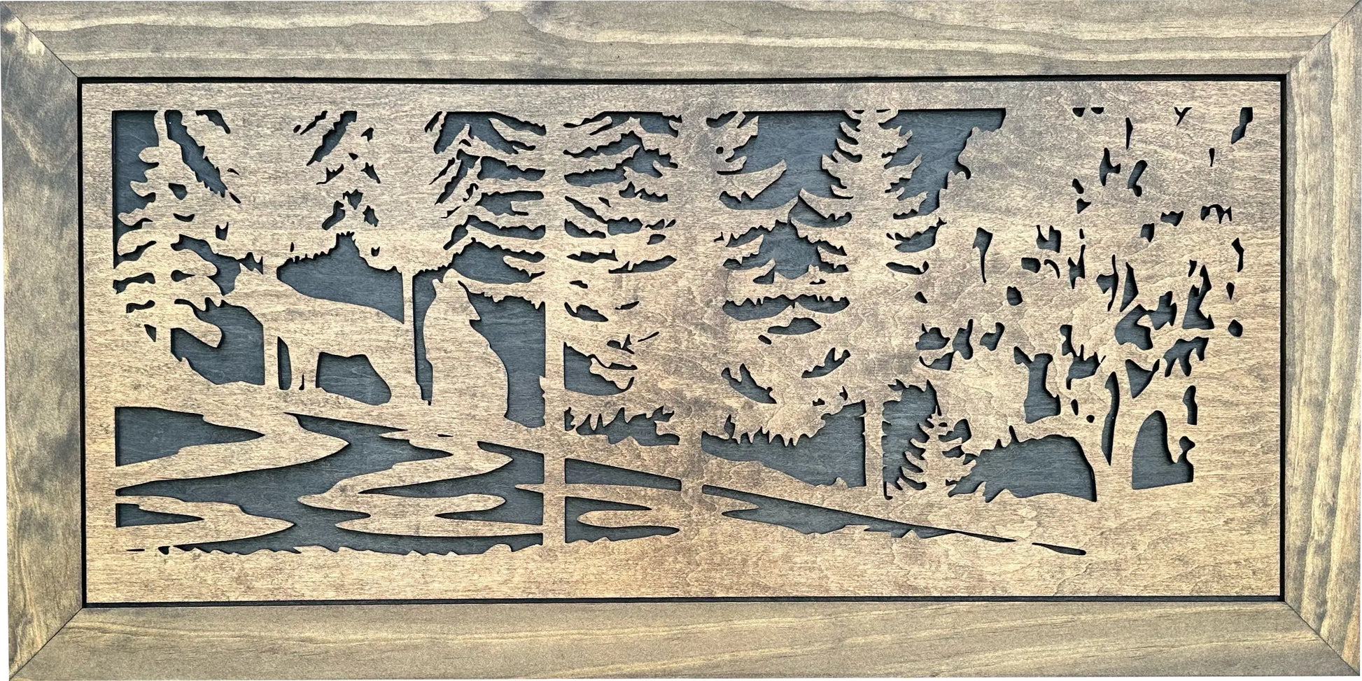 Large Hidden Gun Storage Cabinet Wolf Scene Wall Decor - Wolves In The Woods Bellewood Designs