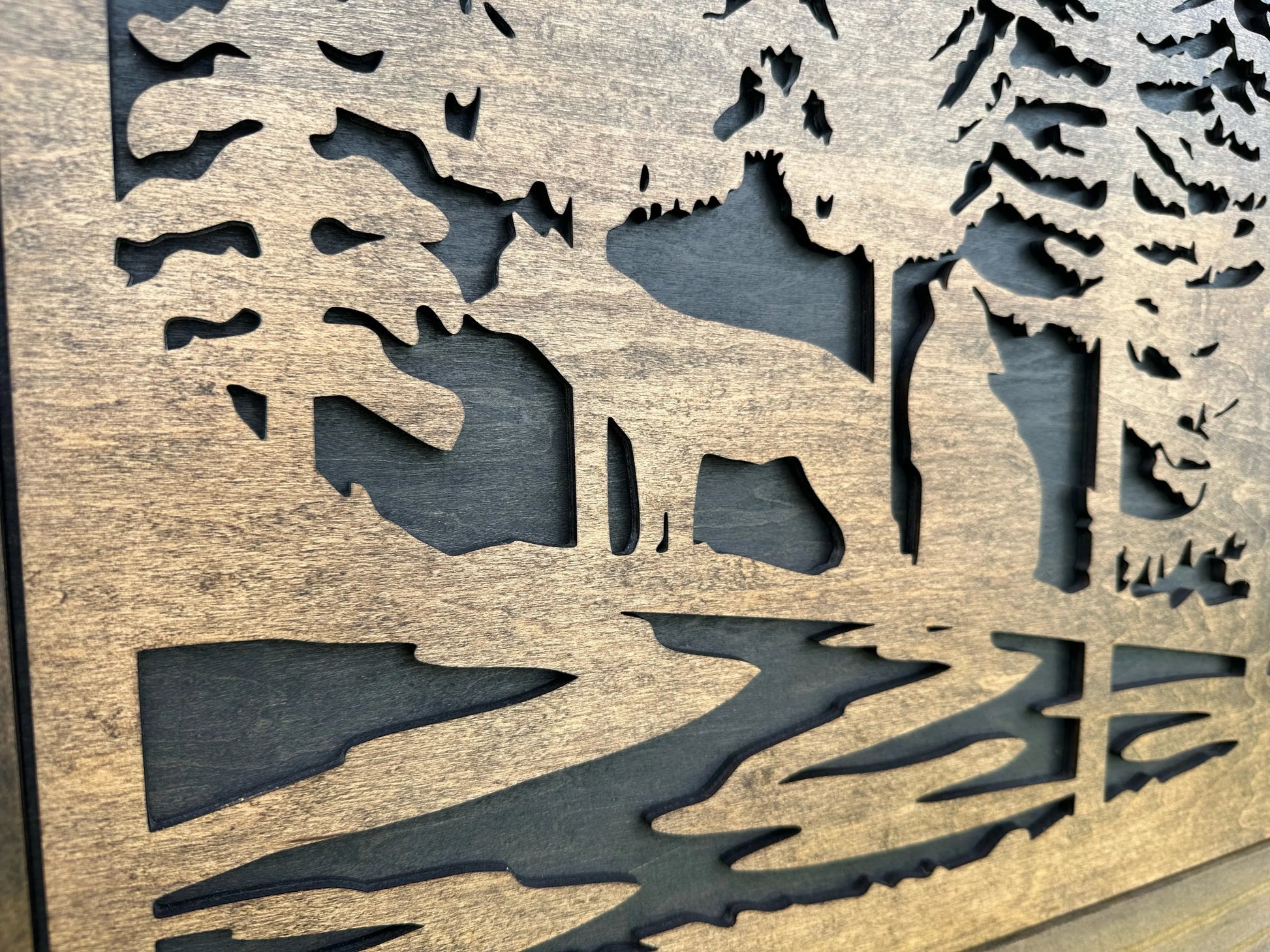 Large Hidden Gun Storage Cabinet Wolf Scene Wall Decor - Wolves In The Woods Bellewood Designs
