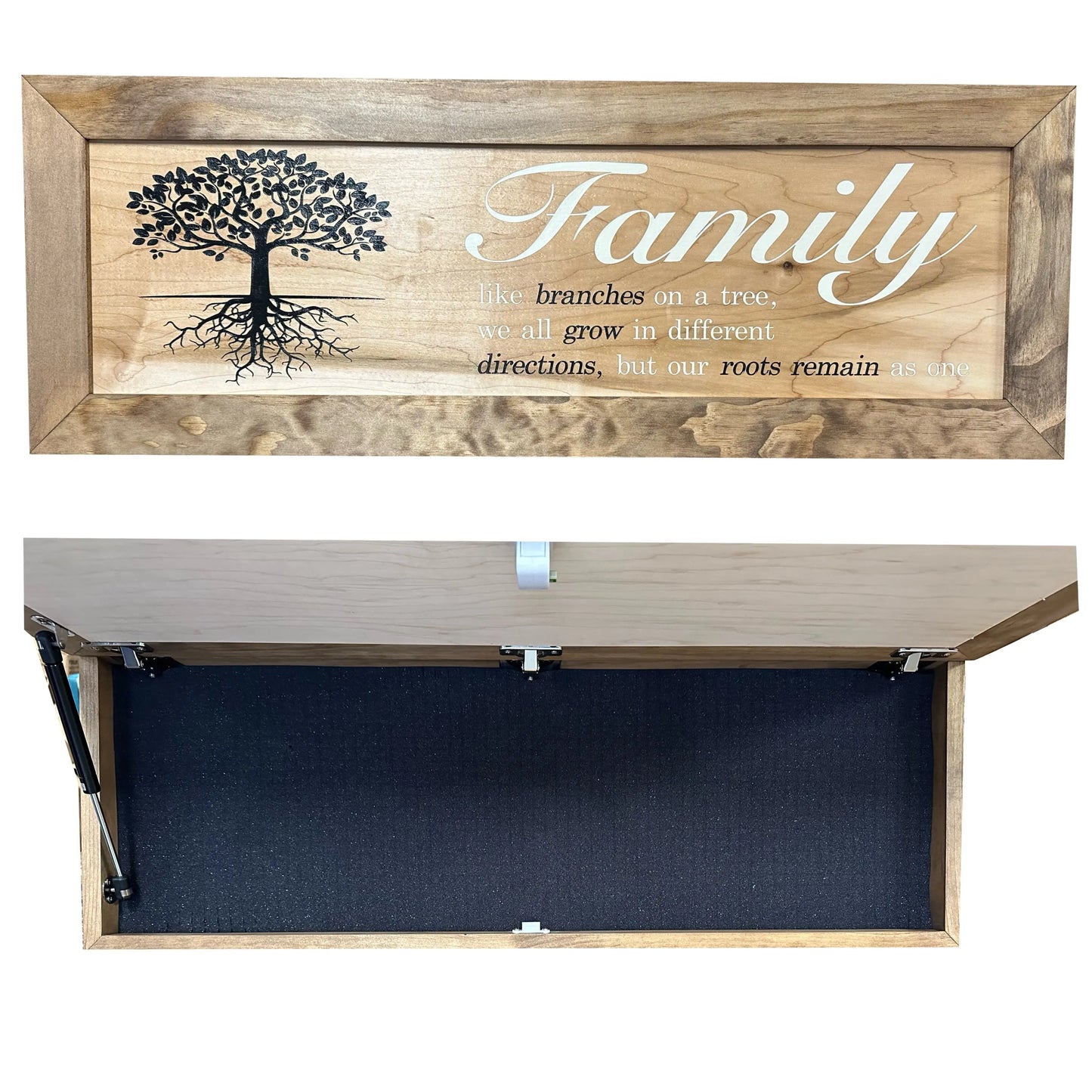 Large Hidden Gun Storage Cabinet with Family Tree Design Bellewood Designs