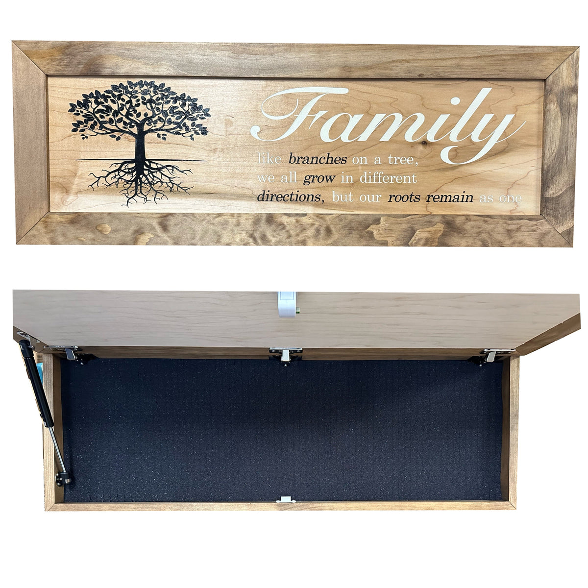 Large Hidden Gun Storage Cabinet with Family Tree Design & Magnetic Lock