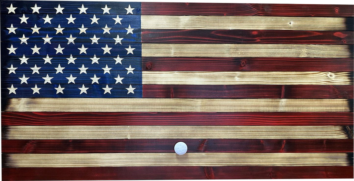 Large American Flag Gun Safe - Quick Access Hidden Gun Safe for Rifles, Shotguns, & Handguns - Gun Concealment Furniture with Magnetic Lock - Gun Self Hidden Storage (Red and Blue) Bellewood Designs