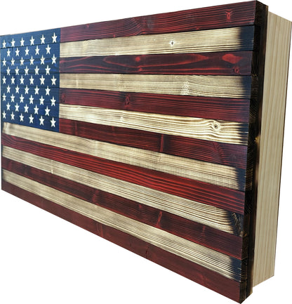 Large American Flag Hidden Gun Safe with Magnetic Lock (Red and Blue)