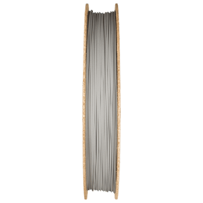 Front view of M300 Tool Steel Print and Sinter Kit showcasing gray filament wound on a wooden spool