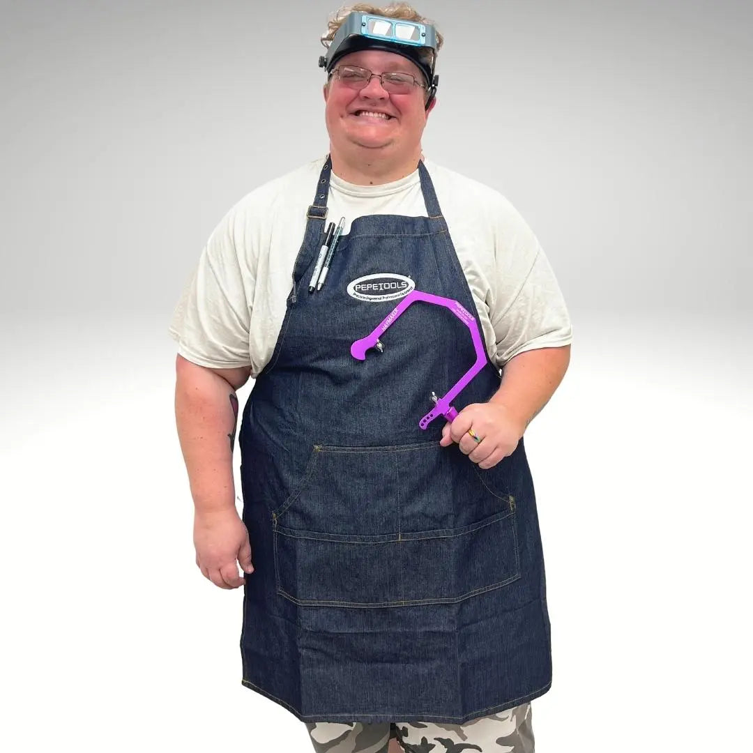 Metalsmith Denim Apron, Embroidered Pepetools Logo Pepetools
