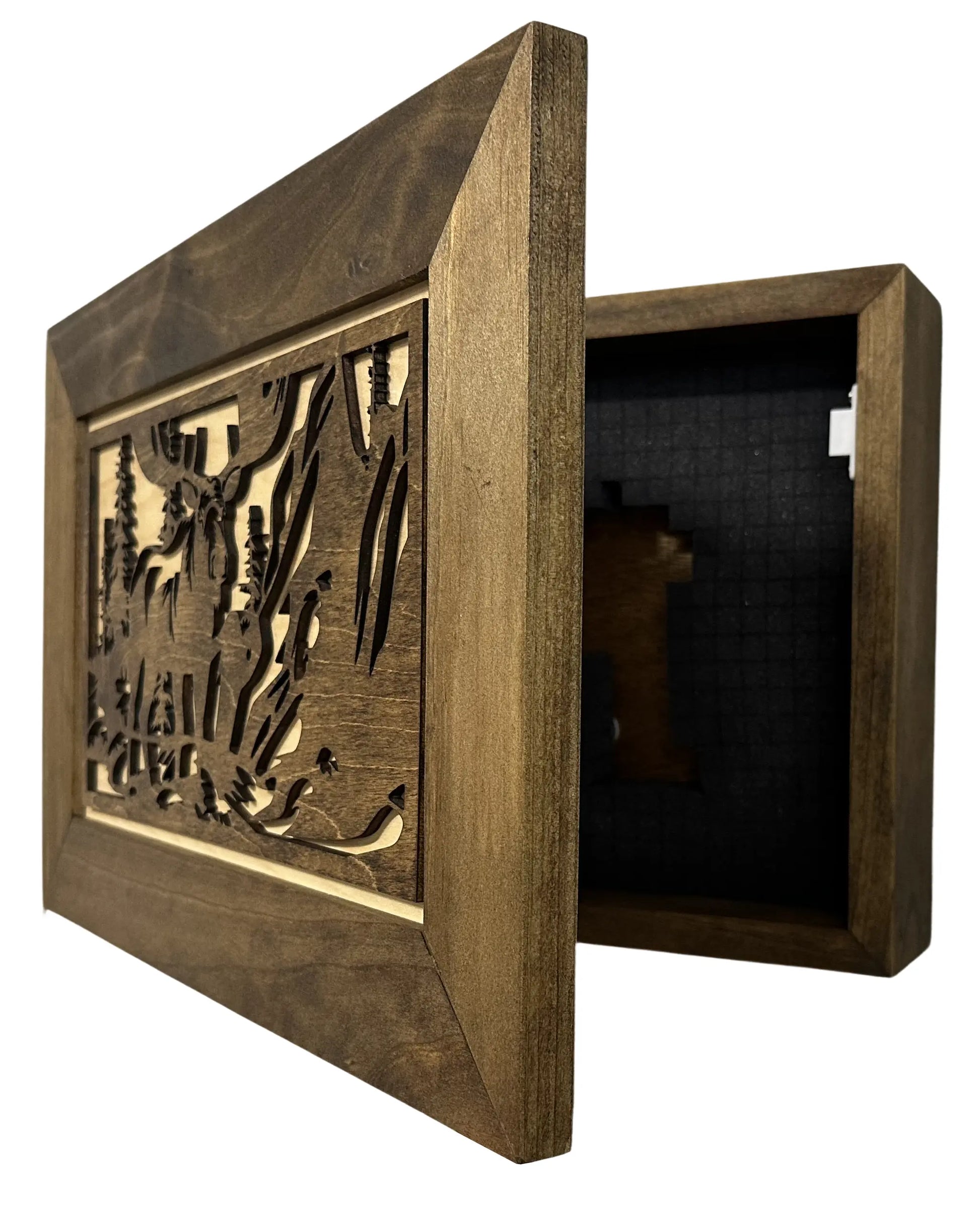 Moose in the Woods Gun Concealment Furniture - Handcrafted Hidden Gun Storage Wall Decor - Hidden Gun Shelf with Magnetic Lock for Quick Access Bellewood Designs