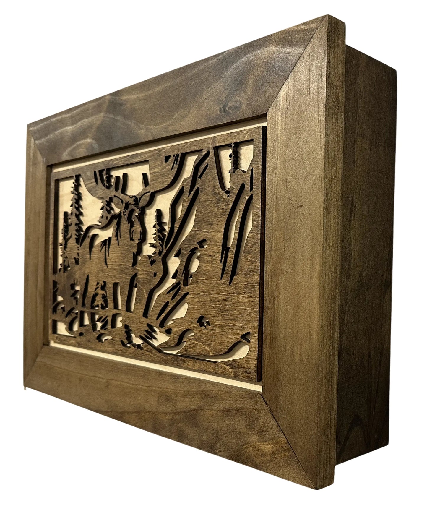 Moose in the Woods Gun Concealment Furniture - Handcrafted Hidden Gun Storage Wall Decor - Hidden Gun Shelf with Magnetic Lock for Quick Access Bellewood Designs