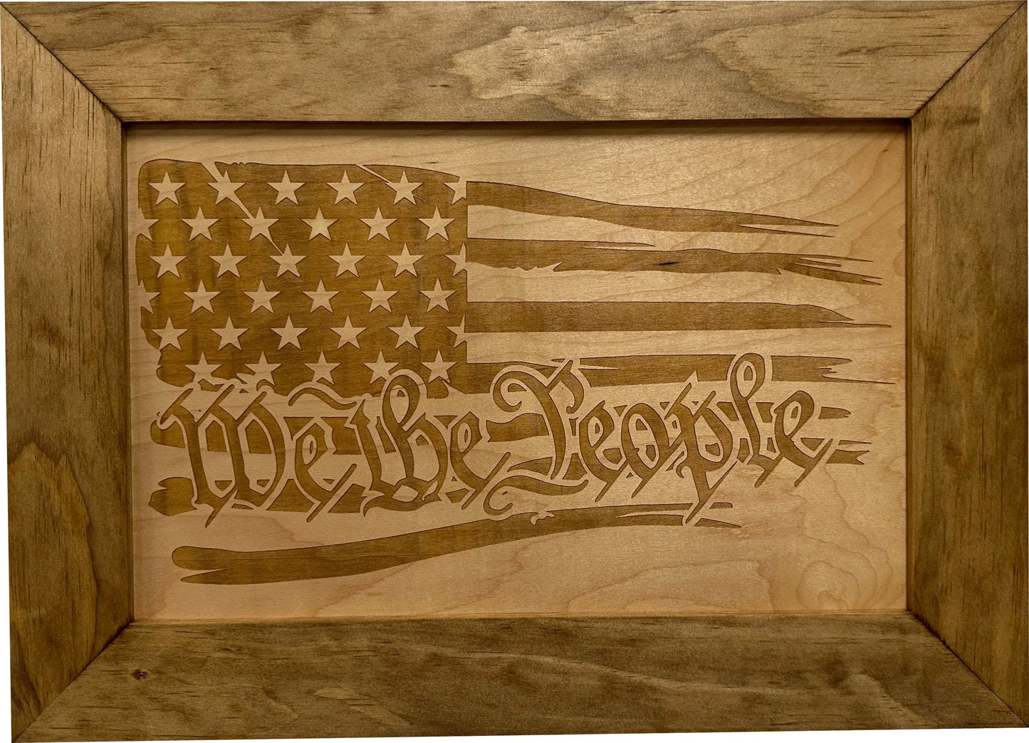 American Flag Gun Cabinet We The People Decorative and Secure Hidden Gun Safe (Natural) Bellewood Designs