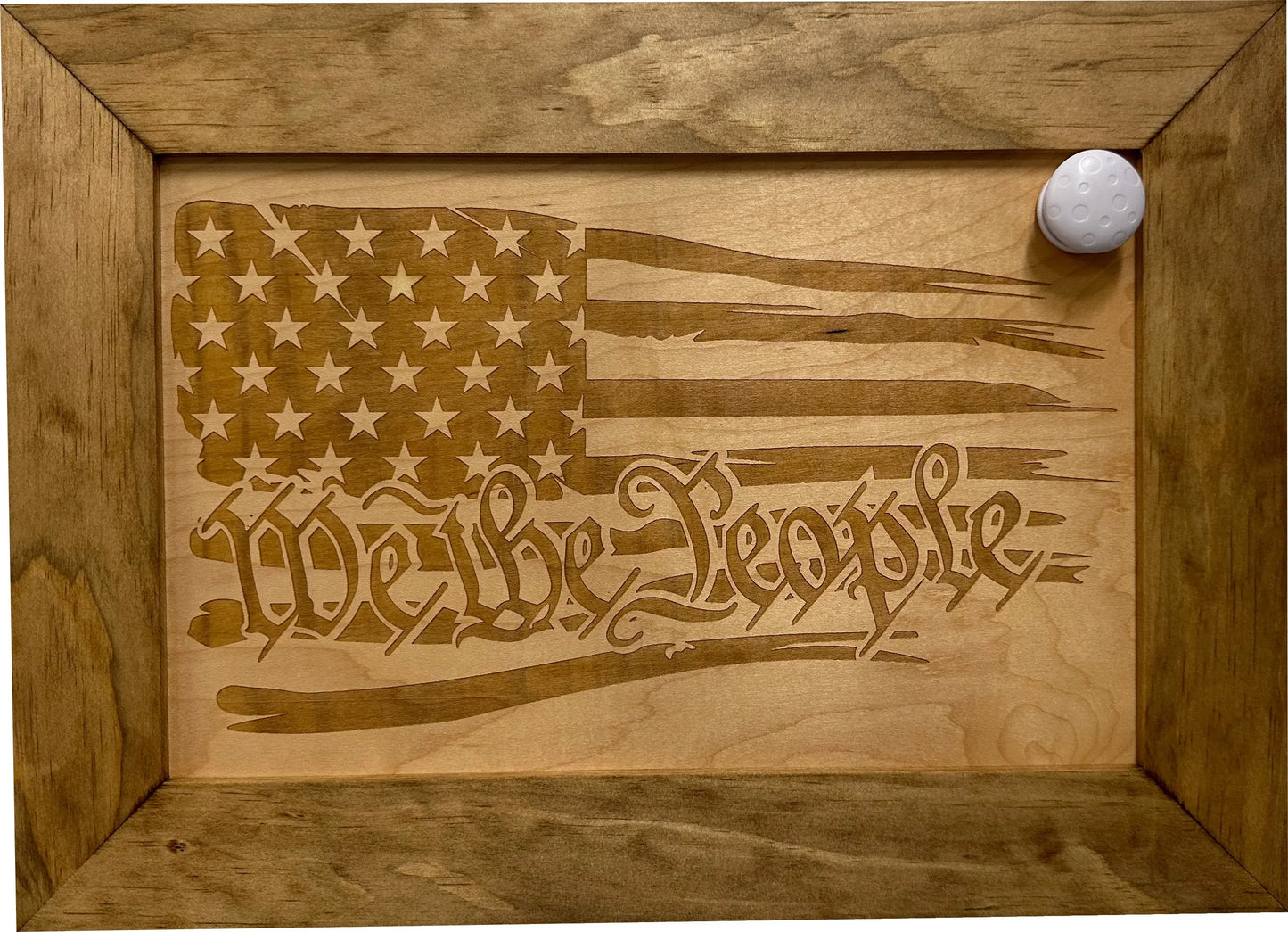 American Flag Gun Cabinet We The People Decorative and Secure Hidden Gun Safe (Natural) Bellewood Designs