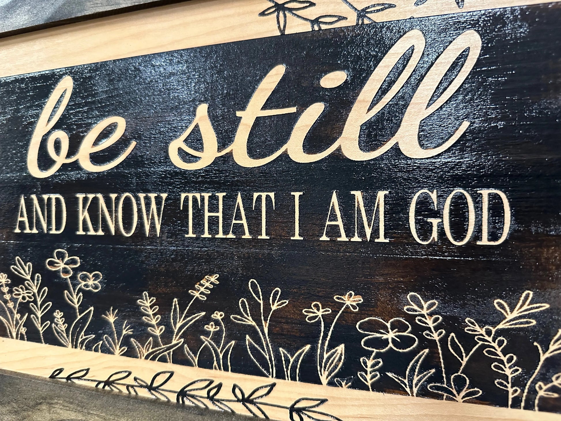 Bible Verse Decorative & Secure Wall-Mounted Gun Cabinet - Be Still and Know That I am God Psalm 46:10 Gun Safe Bellewood Designs