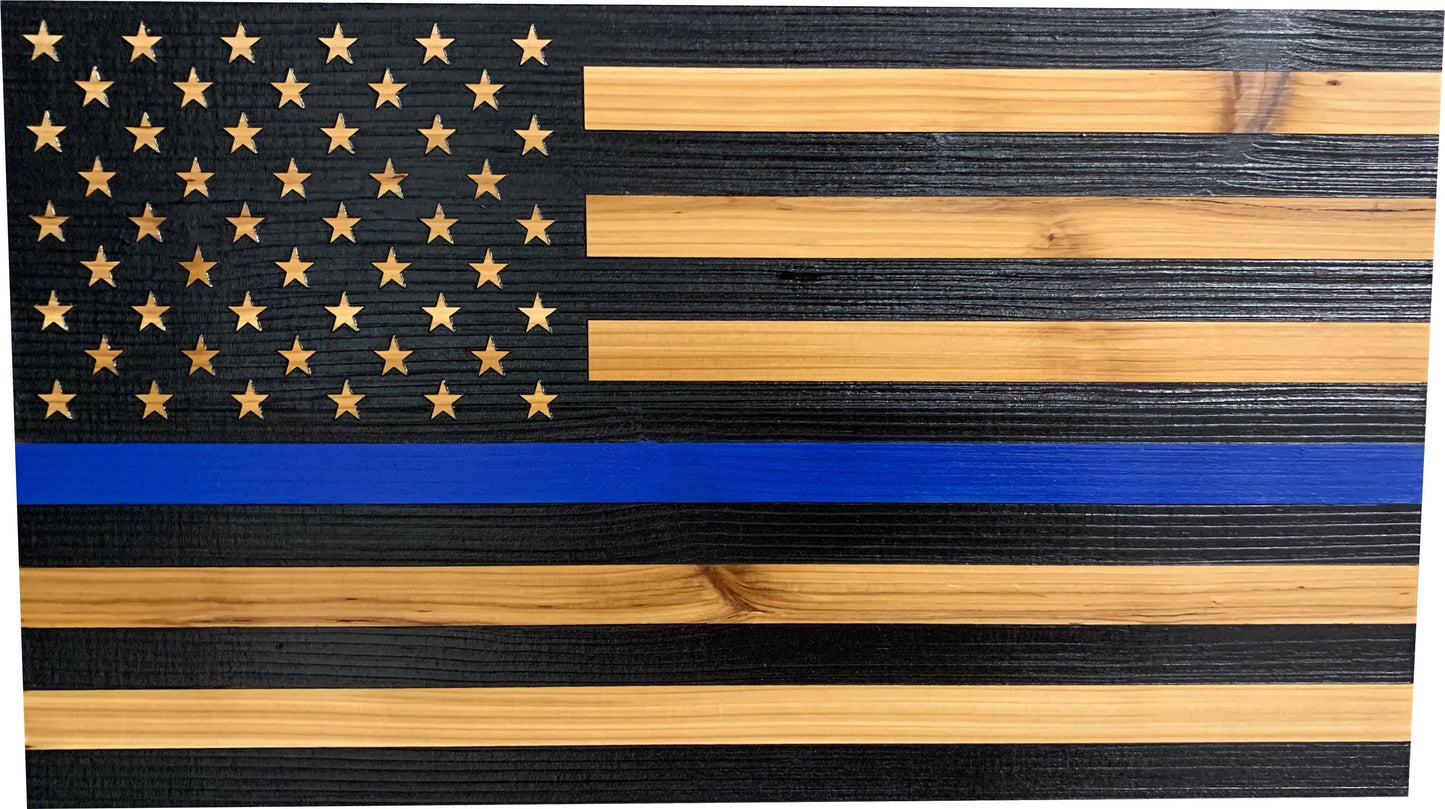 Blue Line American Flag Hidden Gun Storage, Customizable Thin Blue Line Concealment Flag for Police Officers and Law Enforcement Professionals Bellewood Designs
