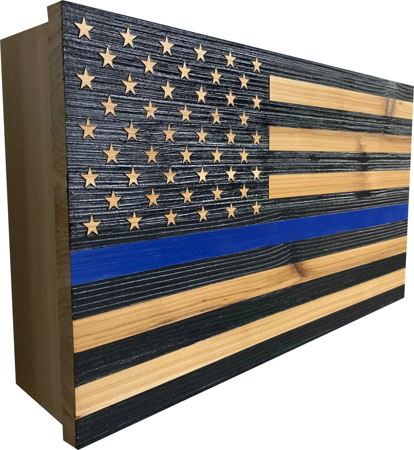 Blue Line American Flag Hidden Gun Storage, Customizable Thin Blue Line Concealment Flag for Police Officers and Law Enforcement Professionals Bellewood Designs