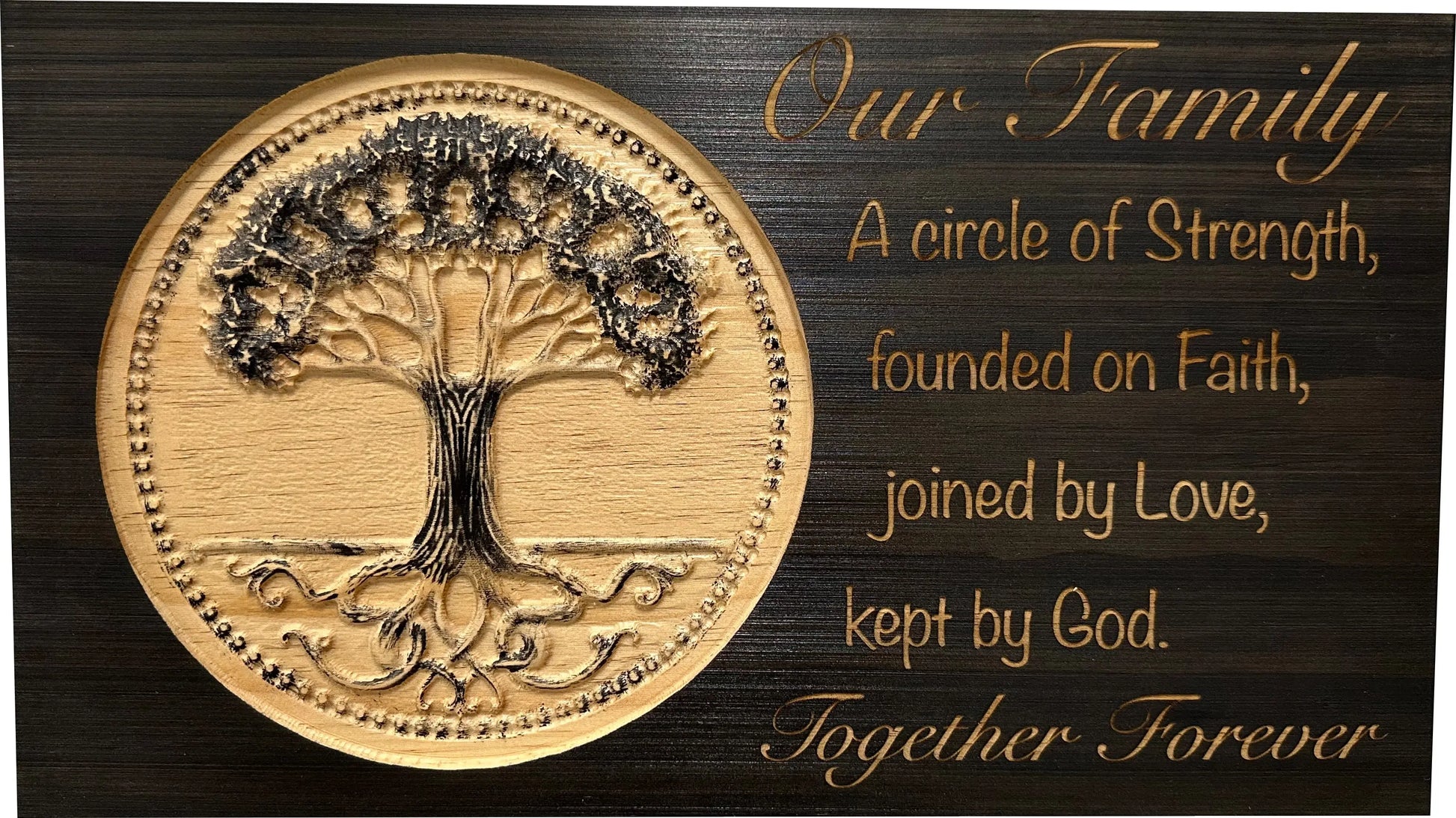 Our Family Tree Roots Wall Decoration Gun Safe - Securely Store Your Gun Safely in Plain Sight Bellewood Designs