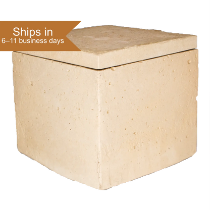Front view of Sintering Crucible Standard Square with fitted lid, ships in 6 to 11 business days