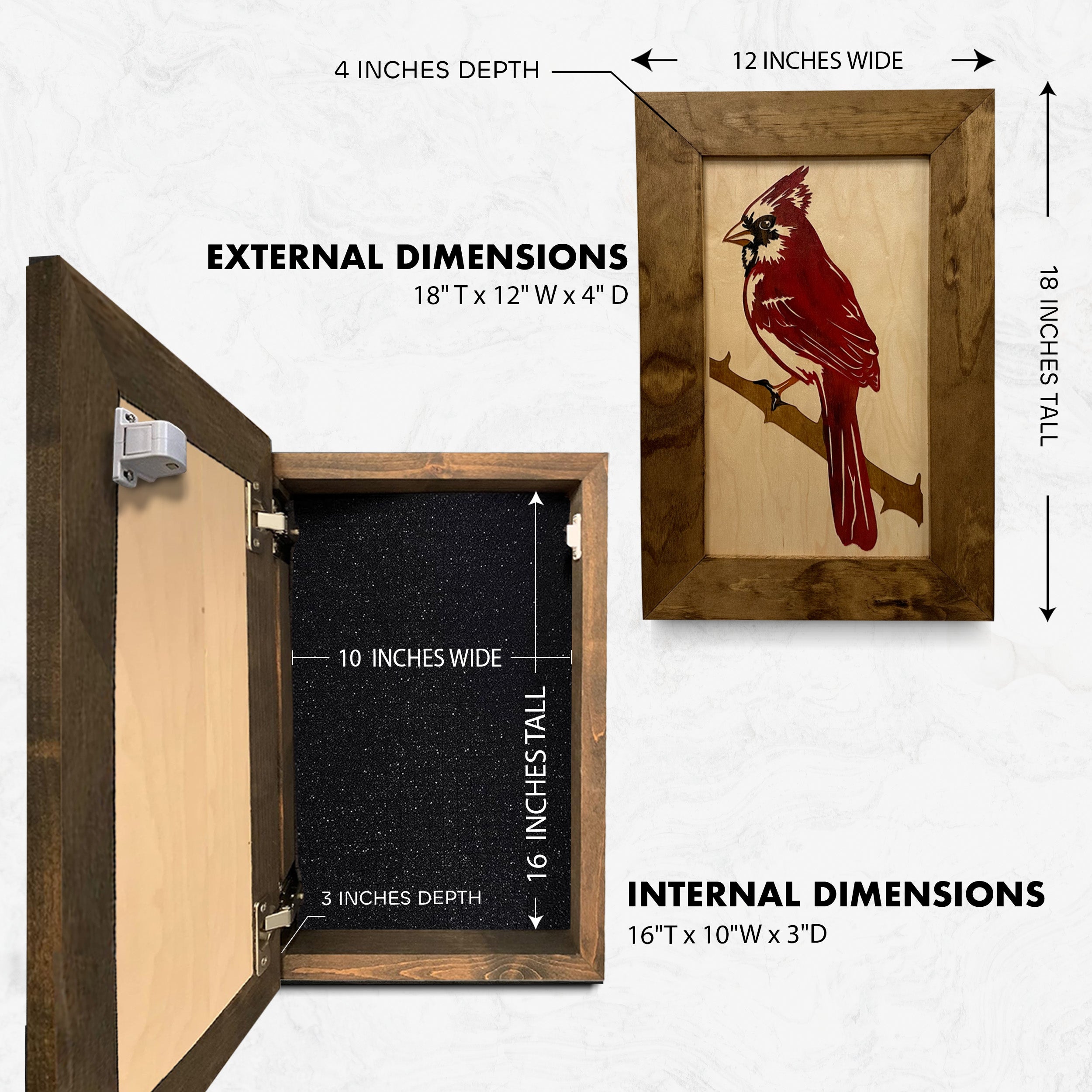 Decorative Hidden Gun Cabinet Red Cardinal Bird Wall Art - Secure ...