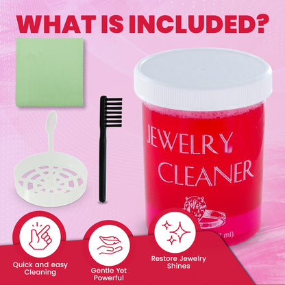 What is included jewelry cleaner with cloth basket and brush for quick gentle cleaning that restores jewelry shine