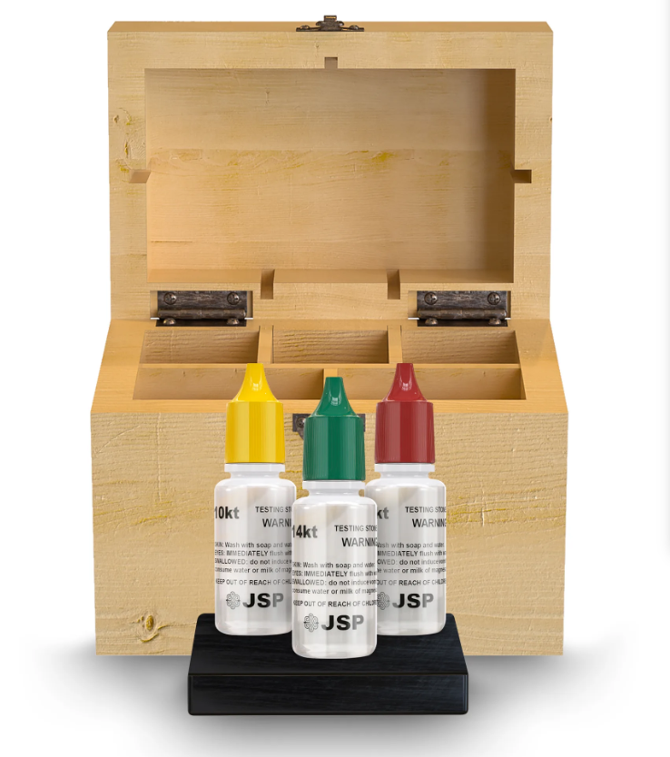 JSP 10k 14k 18k Gold Testing Acid Solutions Kit for Jewelry W/ Bamboo ...