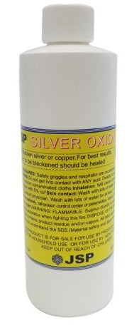 JSP Silver Oxidizer – 8 oz (Instant Black Patina Solution for Silver, Gold, Copper & Bronze)
