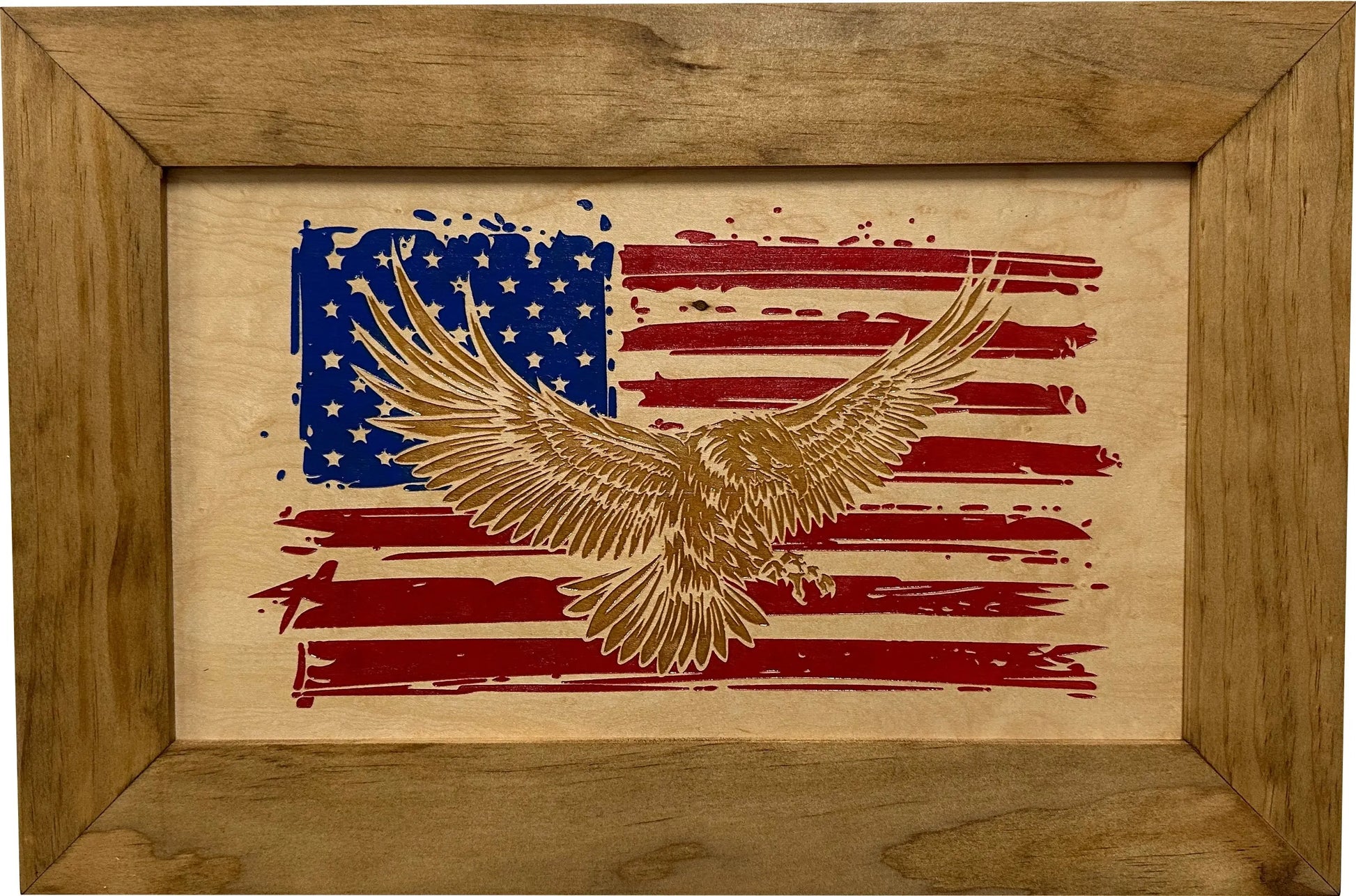 Bald Eagle & American Flag Patriotic Decorative Wall-Mounted Secure Gun Cabinet Bellewood Designs