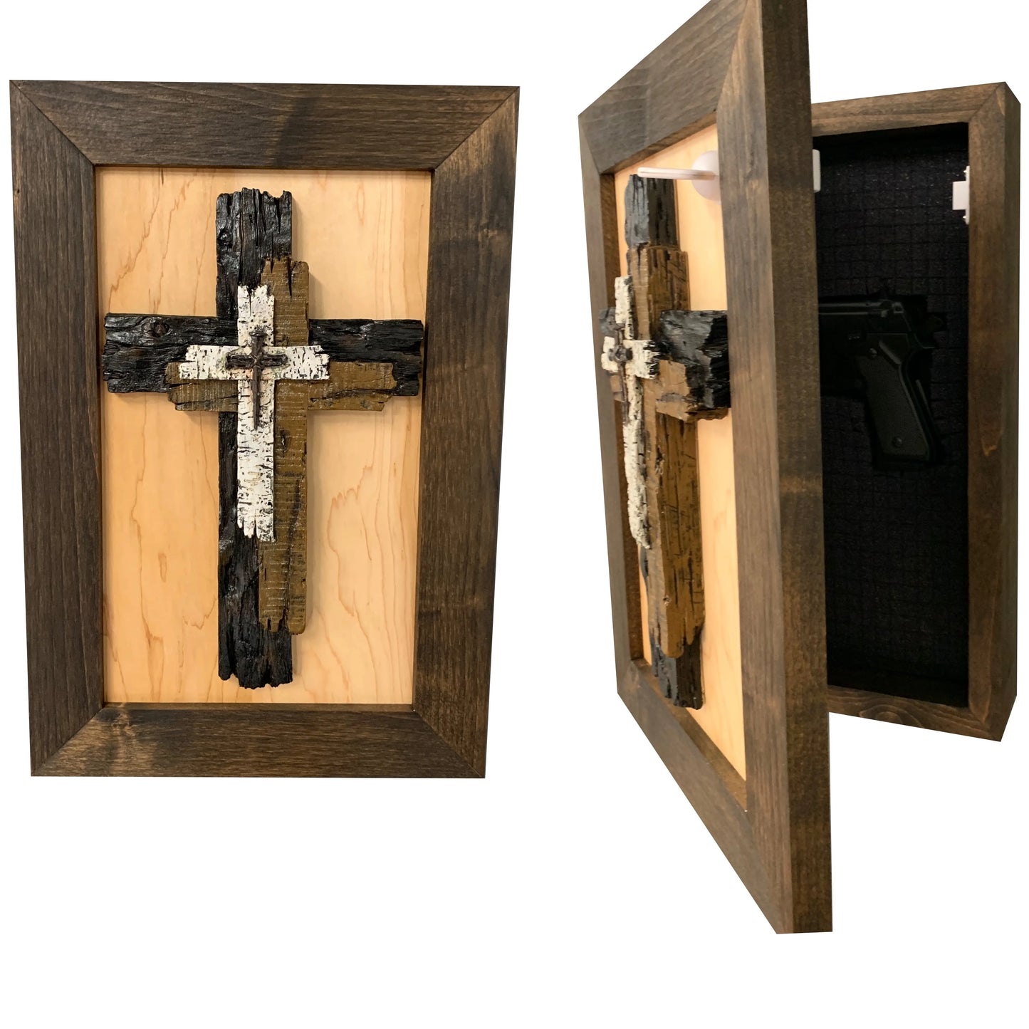 Three Layered Cross Decorative Wall-Mounted Secure Gun Cabinet Bellewood Designs