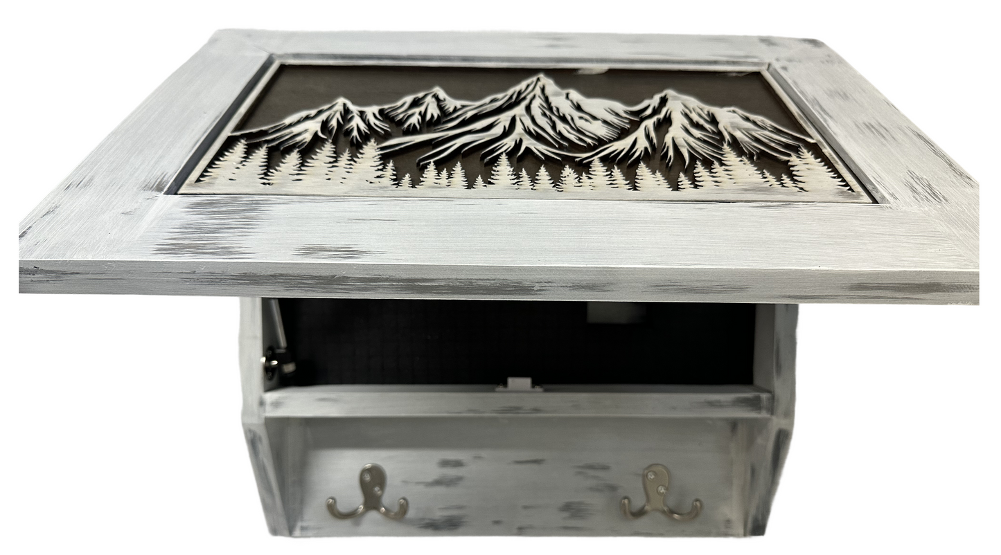 Hidden Gun Safe Coat Rack Snow Mountain Wall Decoration Concealed Shelf Firearm Cabinet Bellewood Designs