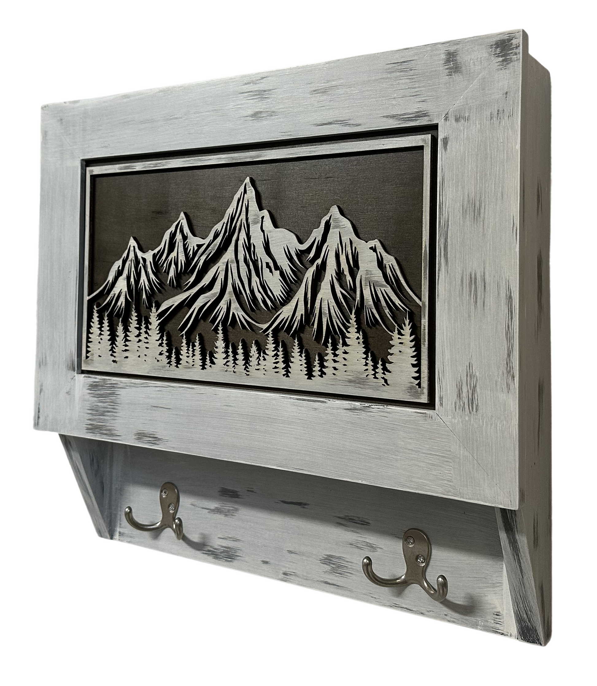 Hidden Gun Safe Coat Rack Snow Mountain Wall Decoration Concealed Shelf Firearm Cabinet Bellewood Designs