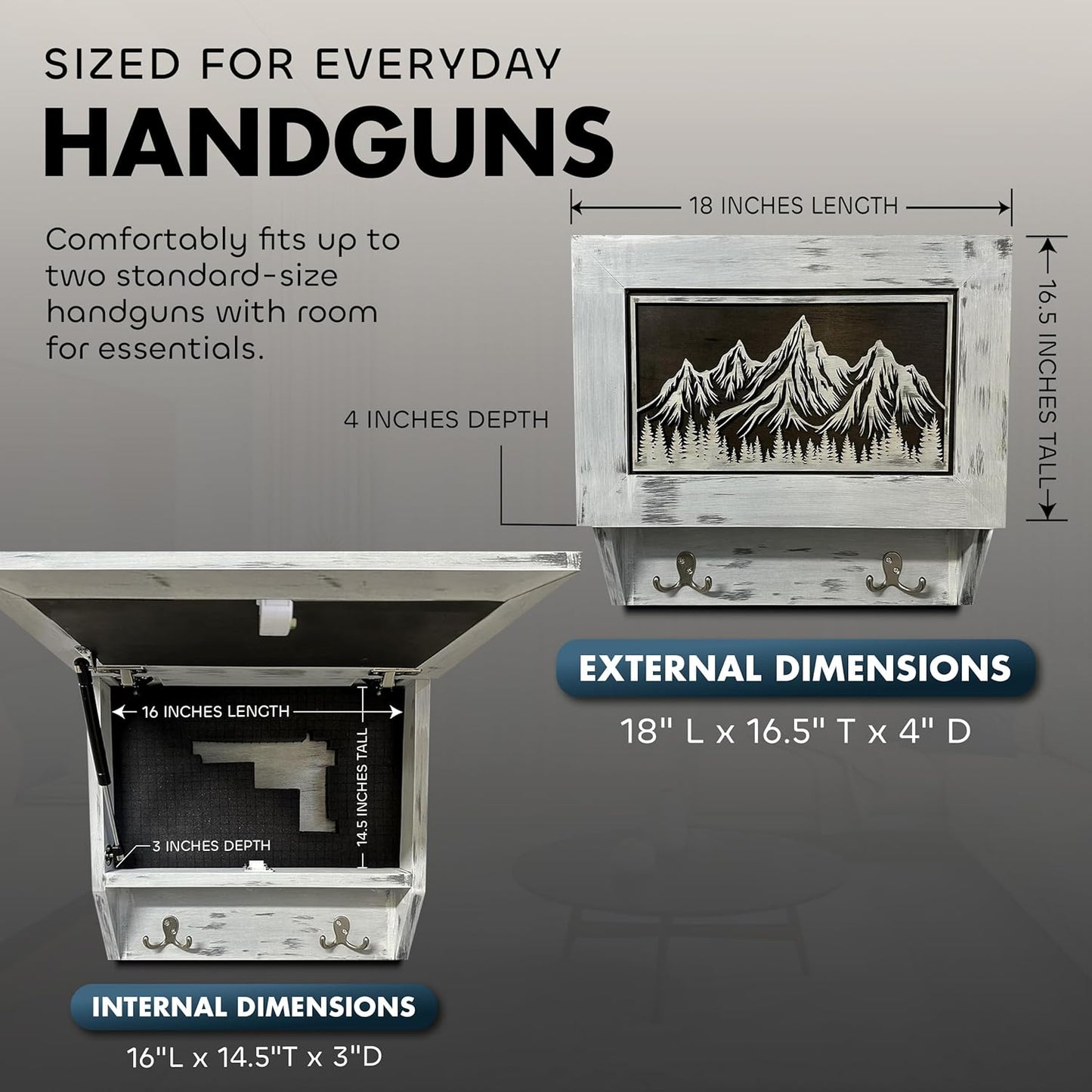Hidden Gun Safe Coat Rack Snow Mountain Wall Decoration Concealed Shelf Firearm Cabinet Bellewood Designs