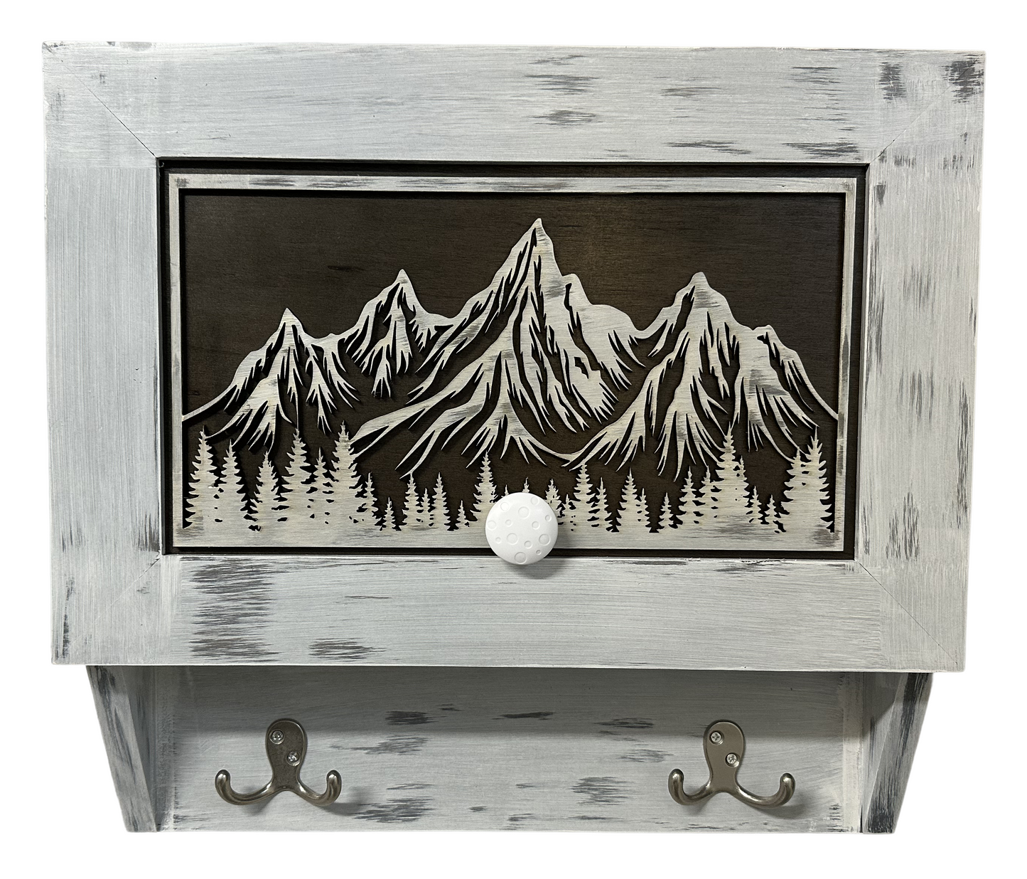Hidden Gun Safe Coat Rack Snow Mountain Wall Decoration Concealed Shelf Firearm Cabinet Bellewood Designs