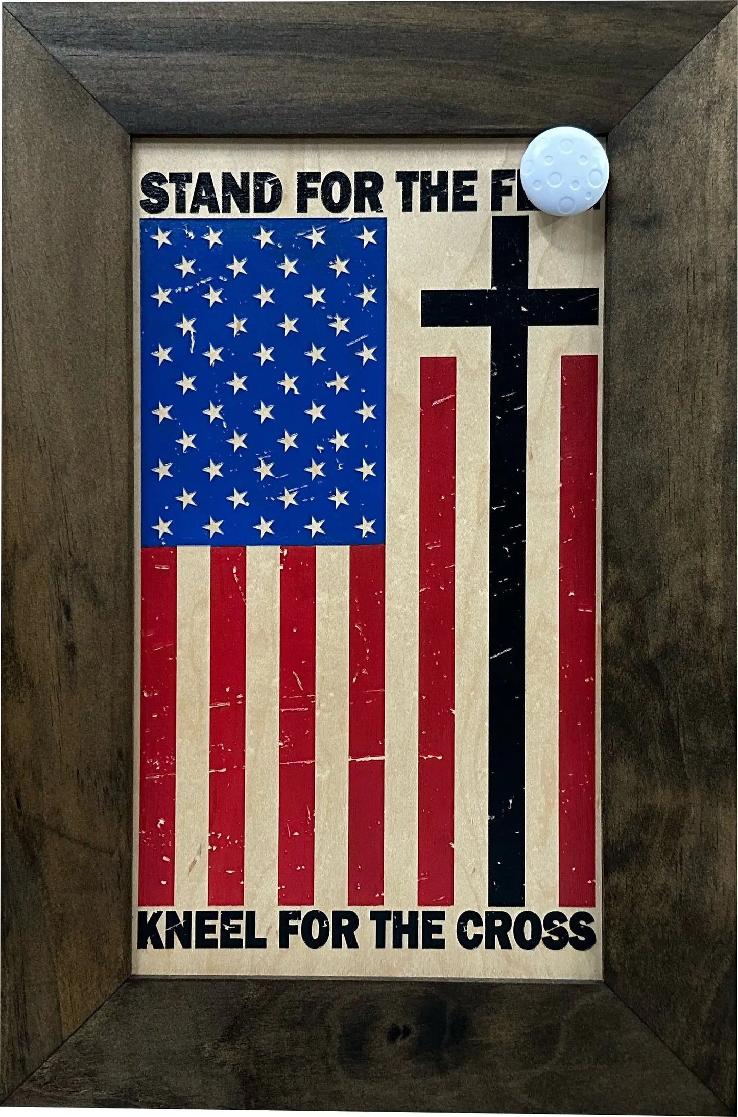 American Flag Hidden Gun Storage Cabinet - Stand For The Flag, Kneel For The Cross Concealed Gun Storage Bellewood Designs