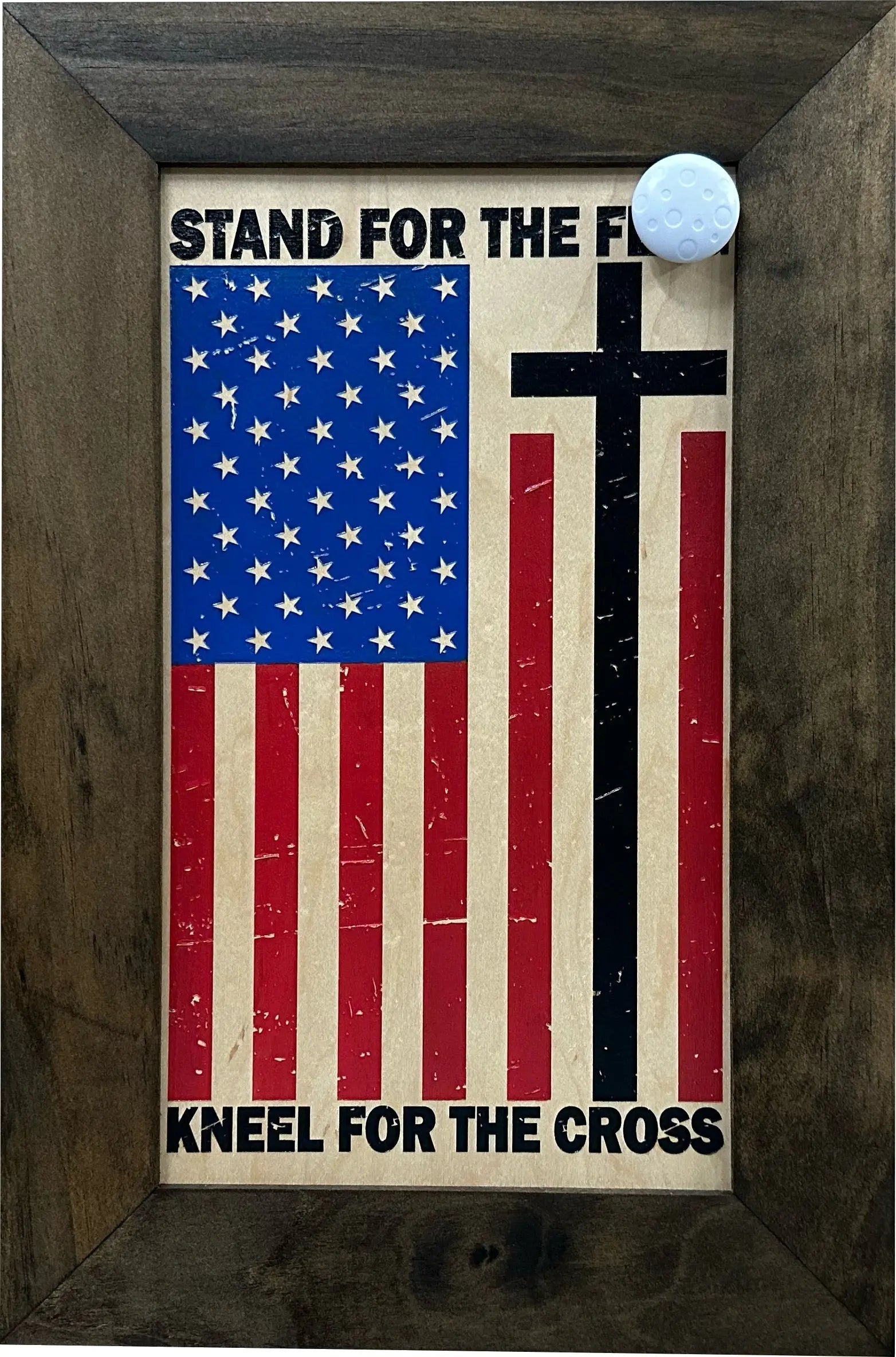 American Flag Hidden Gun Storage Cabinet - Stand For The Flag, Kneel For The Cross Concealed Gun Storage Bellewood Designs