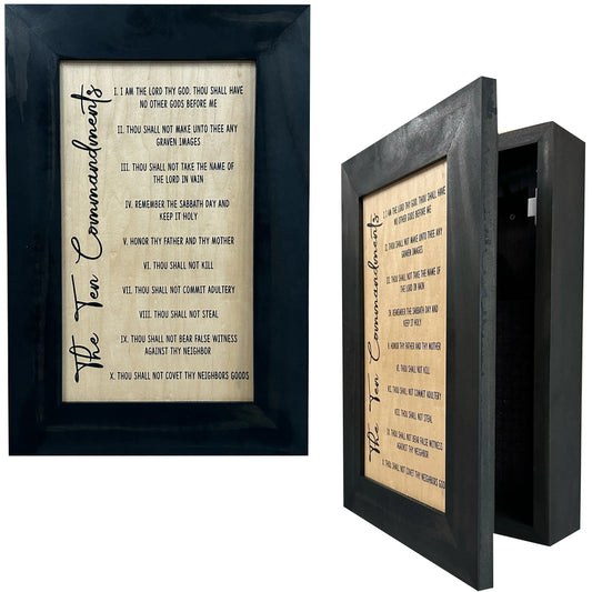 Ten Commandments Religious Gun Concealment Furniture - Handcrafted Hidden Gun Storage Wall Decor - Hidden Gun Shelf with Magnetic Lock for Quick Access - Made in the USA Bellewood Designs