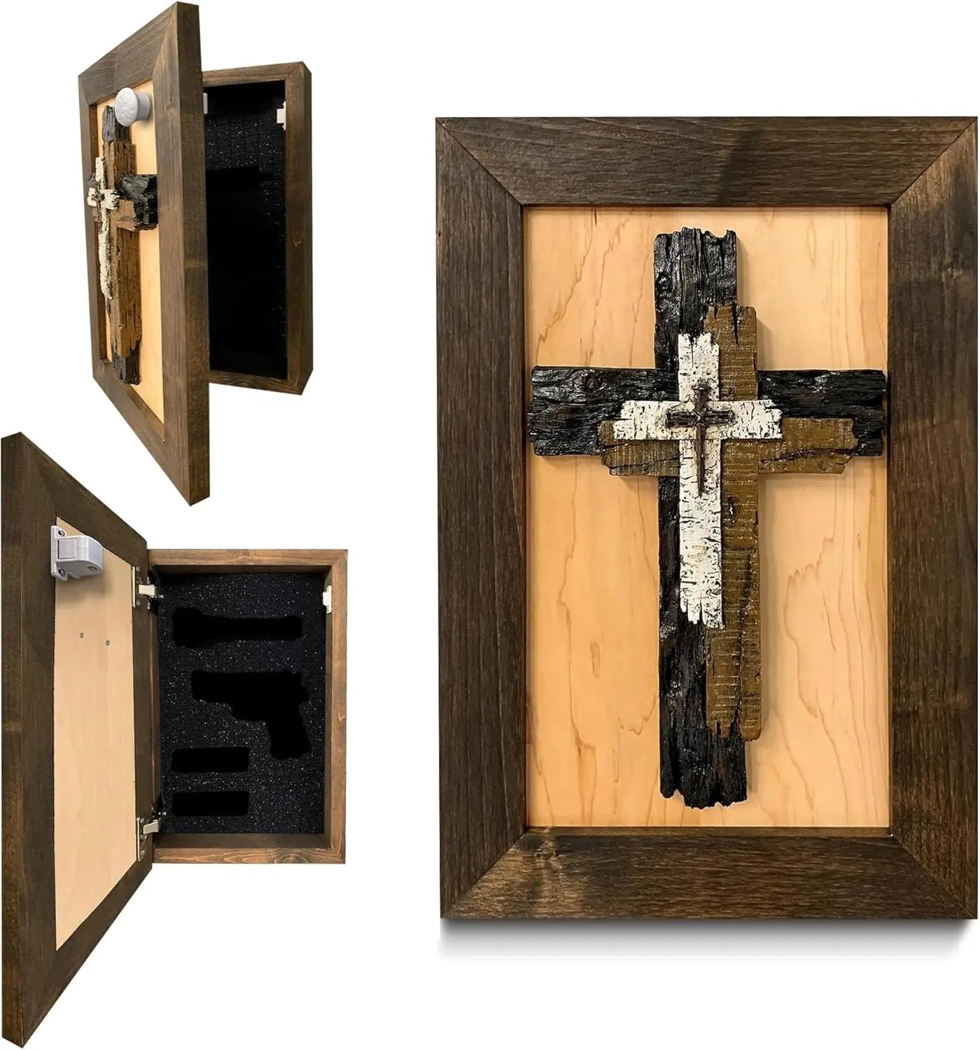 Three Layered Cross Decorative Wall-Mounted Secure Gun Cabinet Bellewood Designs